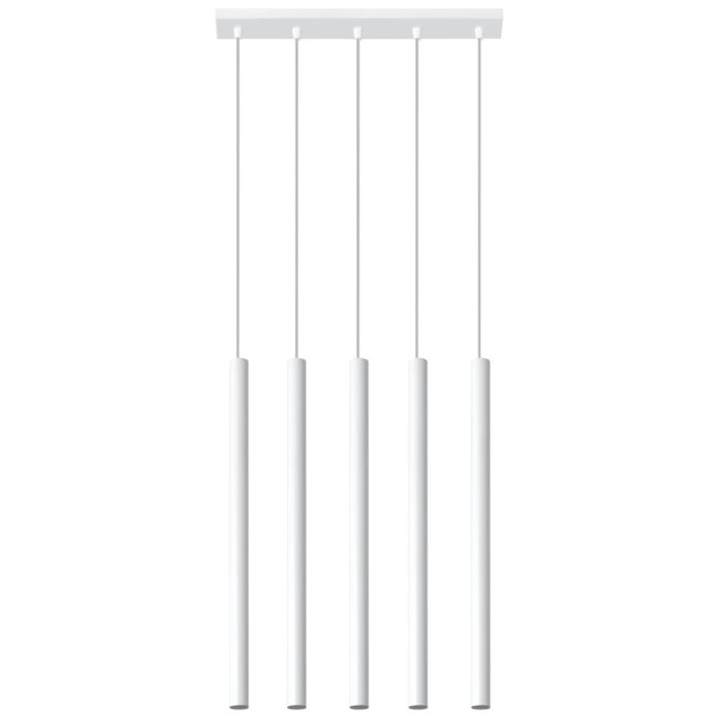 Lámpara colgante Vacu blanco, 5 luces