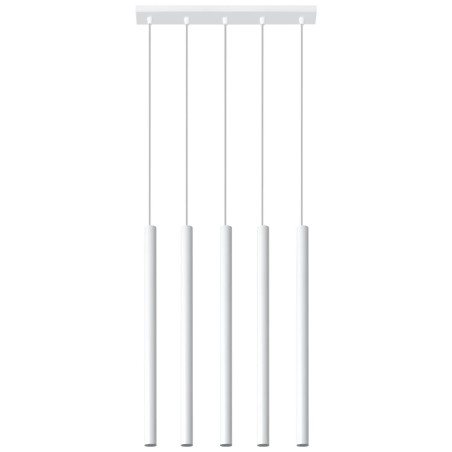 Lámpara colgante Vacu blanco, 5 luces