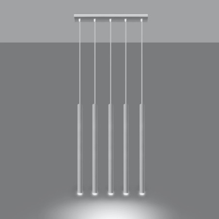 Lámpara colgante Vacu blanco, 5 luces