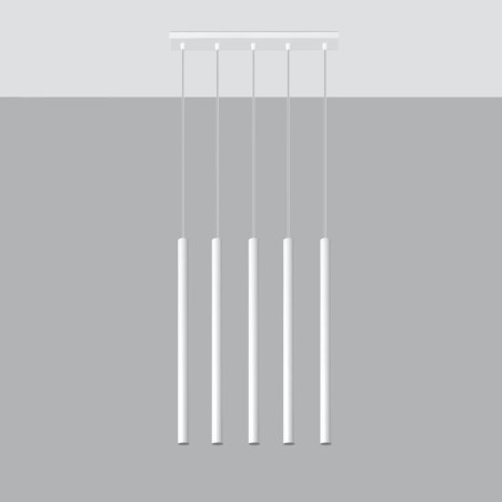 Lámpara colgante Vacu blanco, 5 luces