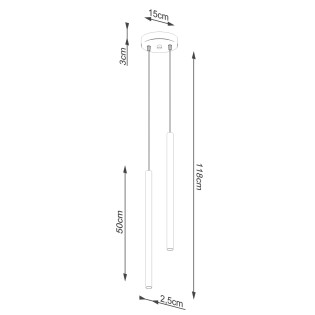 Lámpara colgante Vacu negro, 2 luces