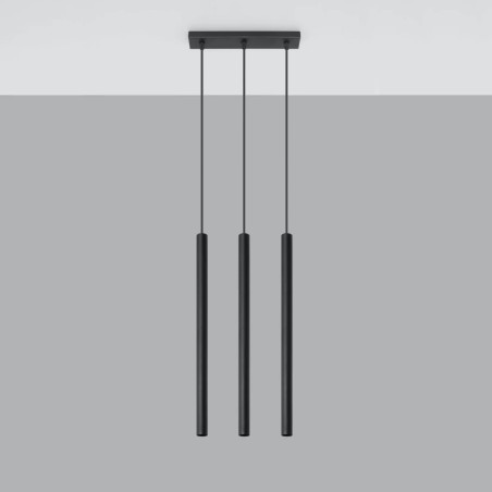 Lámpara colgante Vacu negro, 3 luces