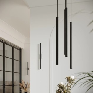 Aplique de pared Vacu negro, 2 luces