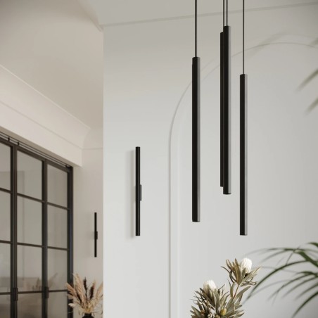 Aplique de pared Vacu negro, 2 luces