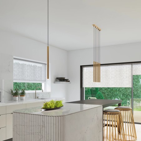 Lámpara colgante Vacu dorado, 1 luz