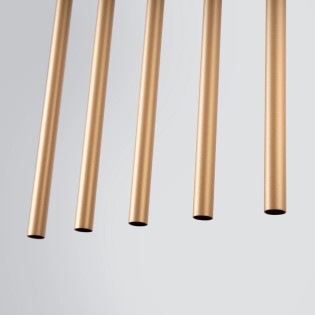 Lámpara colgante Vacu dorado, 5 luces