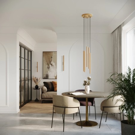 Aplique de pared Vacu dorado, 2 luces