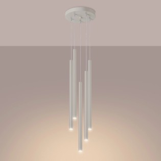 Lámpara colgante Vacu beige, 5 luces