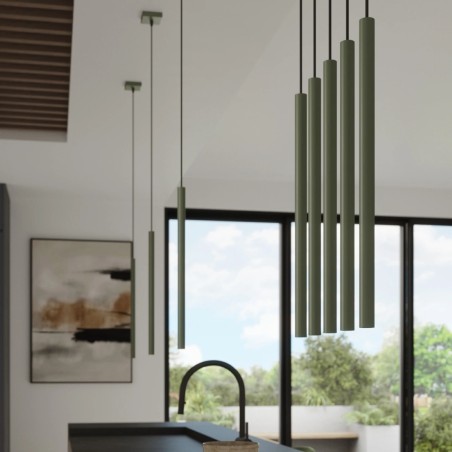 Lámpara colgante Vacu verde, 1 luz