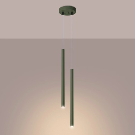 Lámpara colgante Vacu verde , 2 luces