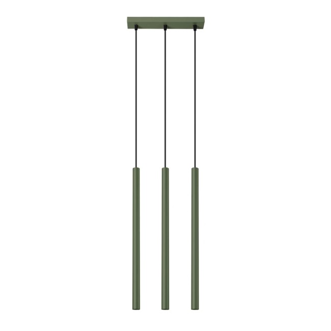 Lámpara colgante Vacu verde, 3 luces