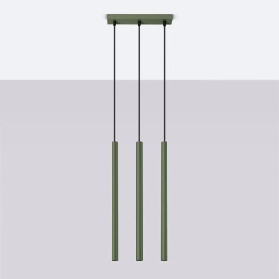 Lámpara colgante Vacu verde, 3 luces