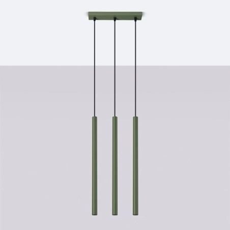 Lámpara colgante Vacu verde, 3 luces