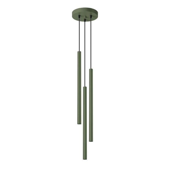 Lámpara colgante Vacu verde, 3 luces
