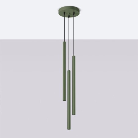 Lámpara colgante Vacu verde, 3 luces