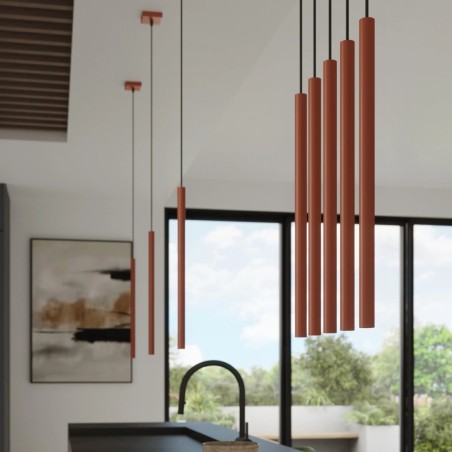 Lámpara colgante Vacu rojo, 1 luz