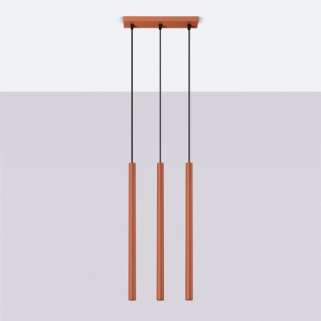 Lámpara colgante Vacu rojo, 3 luces