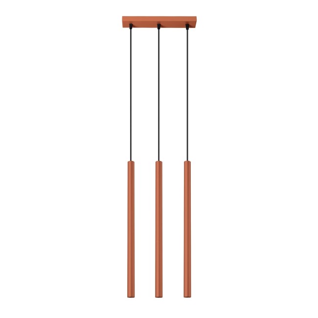 Lámpara colgante Vacu rojo, 3 luces