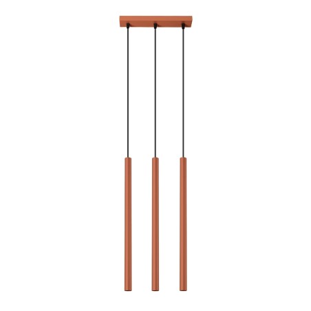 Lámpara colgante Vacu rojo, 3 luces