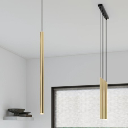 Lámpara colgante Vacu dorado pulido, 1 luz