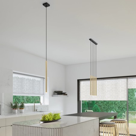 Lámpara colgante Vacu dorado pulido, 1 luz