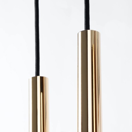 Lámpara colgante Vacu dorado pulido, 3 luces