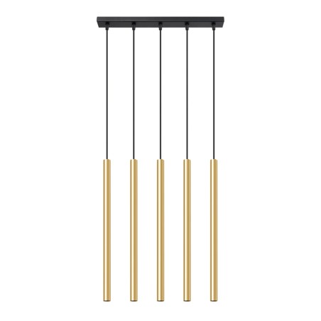Lámpara colgante Vacu dorado pulido, 5 luces