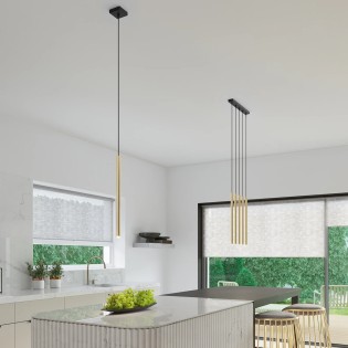Lámpara colgante Vacu dorado pulido, 5 luces