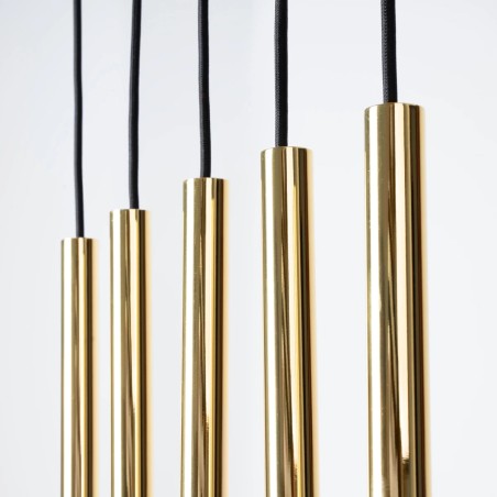 Lámpara colgante Vacu dorado pulido, 5 luces
