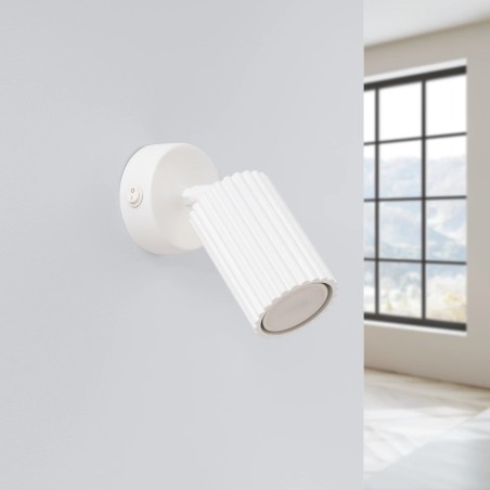 Aplique de pared Moto, blanco con interruptor
