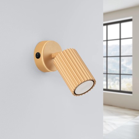 Aplique de pared Moto, dorado con interruptor