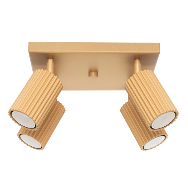 Plafón Moto dorado, 4 luces