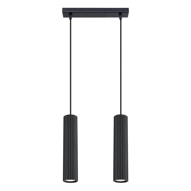 Lámpara colgante Moto negro, 2 luces