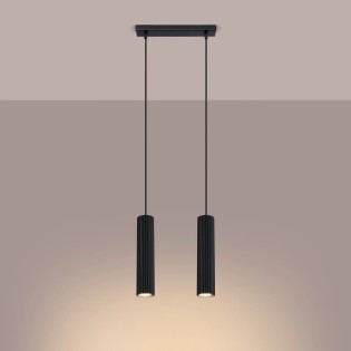 Lámpara colgante Moto negro, 2 luces