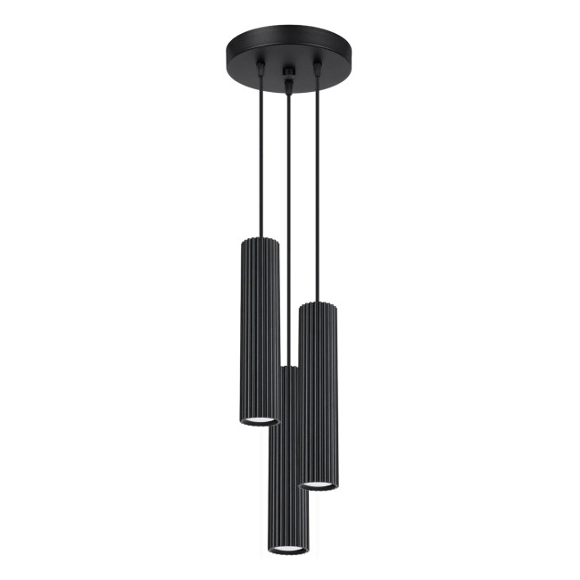 Lámpara colgante Moto negro, 3 luces