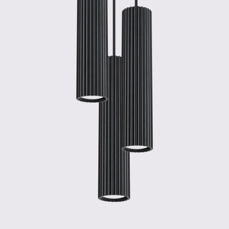 Lámpara colgante Moto negro, 3 luces