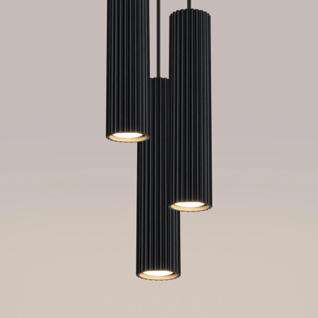 Lámpara colgante Moto negro, 3 luces