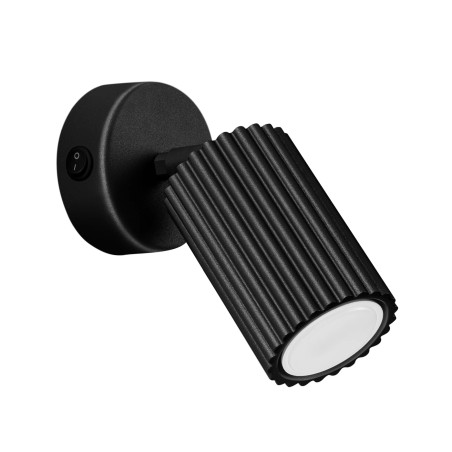Aplique de pared Moto, negro con interruptor
