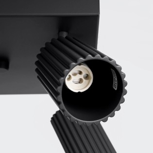 Plafón Moto negro, 4 luces
