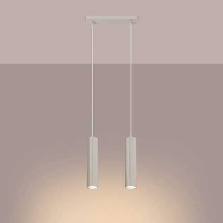 Lámpara colgante Moto beige, 2 luces