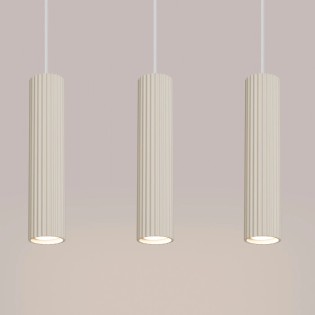 Lámpara colgante Moto beige, 3 luces