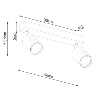 Regleta Elluae blanco, 2 luces