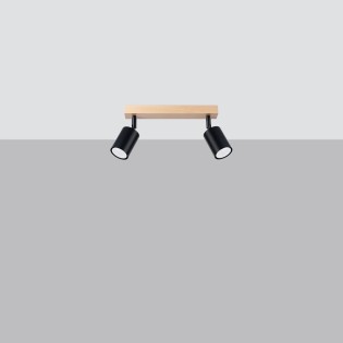 Regleta Elluae negro, 2 luces