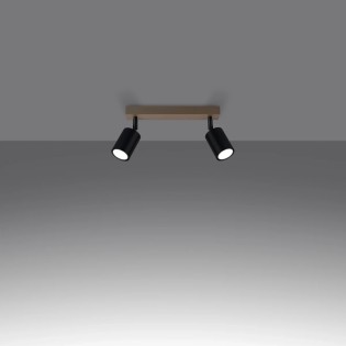 Regleta Elluae negro, 2 luces