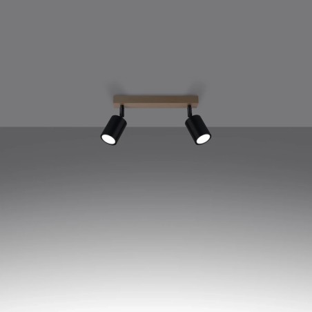 Regleta Elluae negro, 2 luces