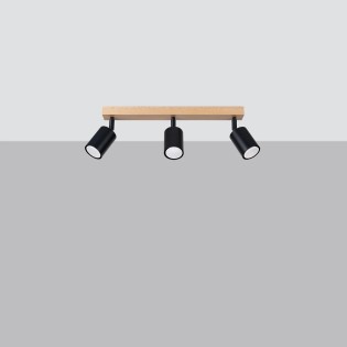 Regleta Elluae negro, 3 luces