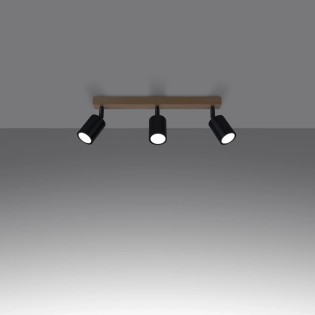 Regleta Elluae negro, 3 luces