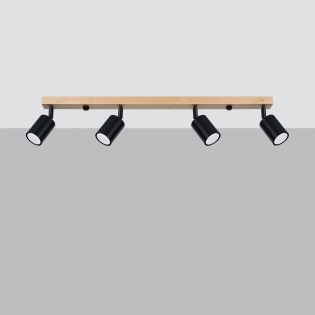 Regleta Elluae negro, 4 luces