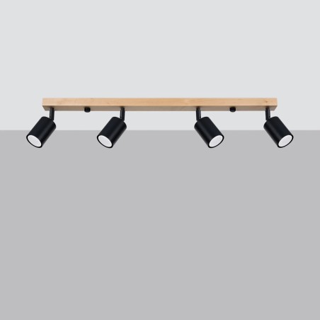 Regleta Elluae negro, 4 luces