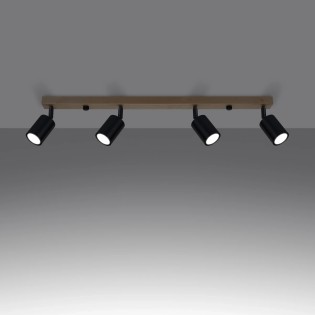 Regleta Elluae negro, 4 luces